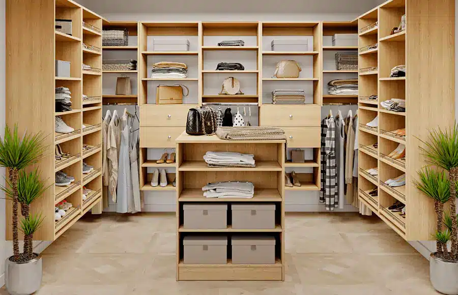 Custom walk-in closet system