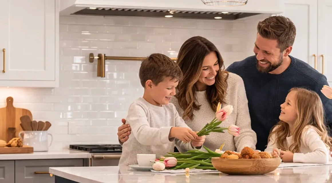 Family in their finished KitchenSearch kitchen